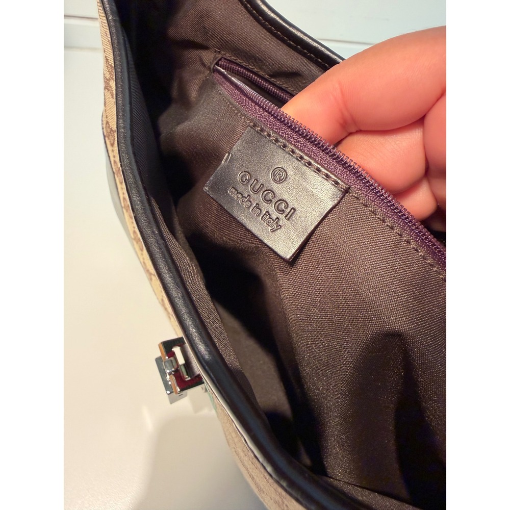 Gucci Jackie O GG Supreme Canvas Web Stripe Hobo Bag Brown Leather‎ Trim Vintage - Picture 6 of 14